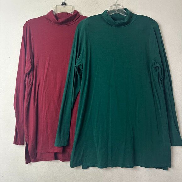 Lot of 4 J Jill Womens M Tall Luxe Supima Turtleneck Tunic Long Sleeve Shirt - Picture 2 of 5